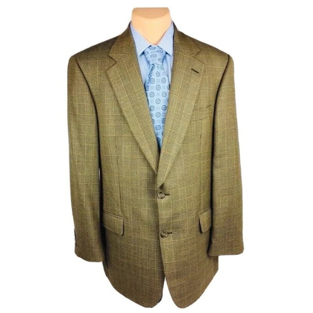 BROOKS BROTHERS Men's 100% Wool Herringbone Tweed Blazer Sport Coat Brown 41T